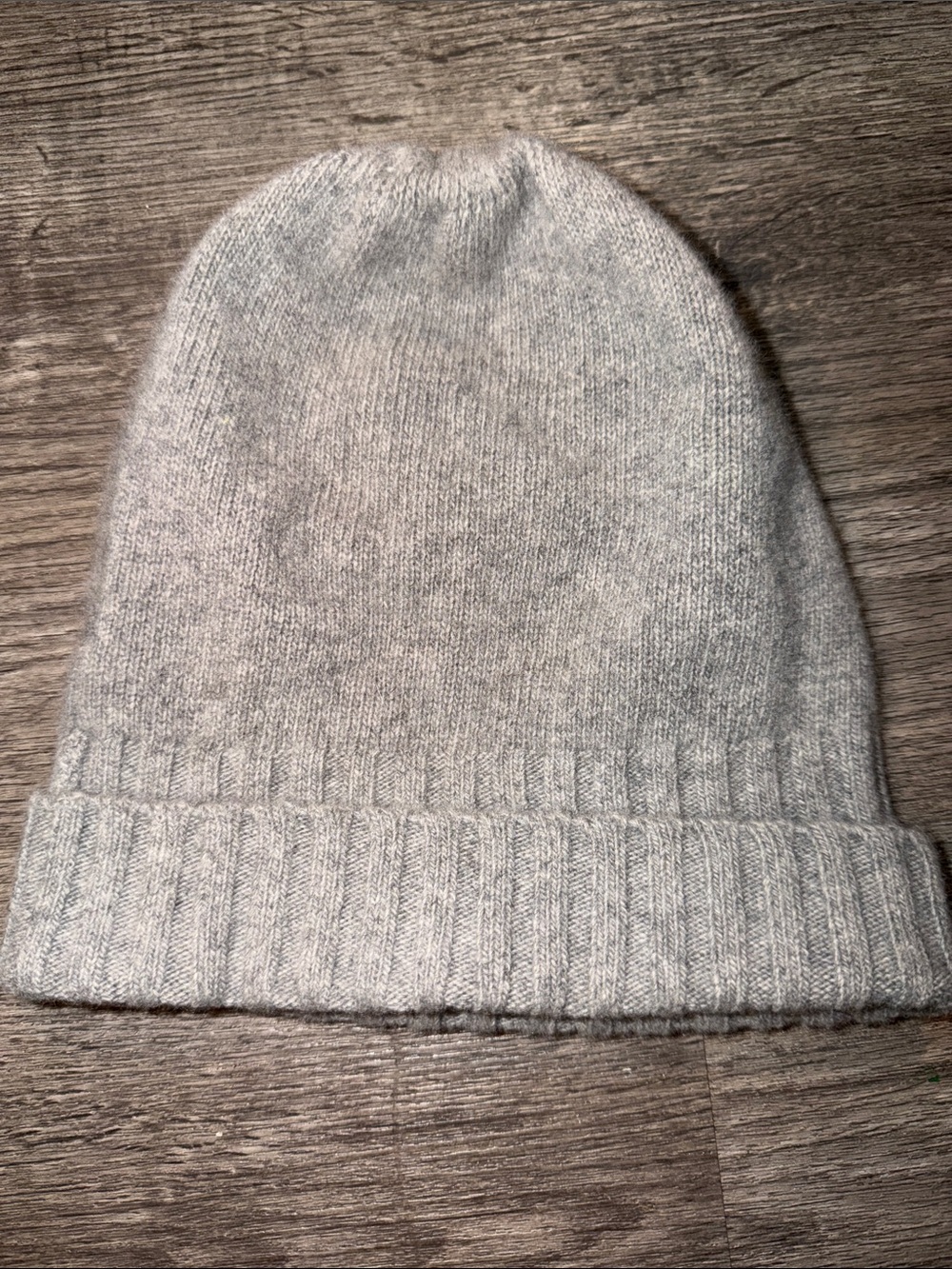 PORTOLANO 100% Cashmere Gray Cuffed Beanie Hat Unisex One Size